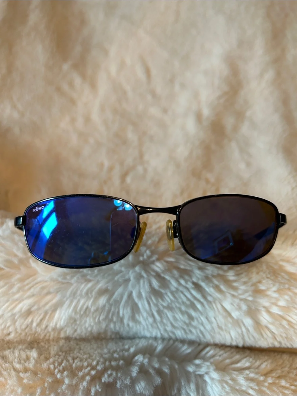 Revo Men’s Black Frame Sunglasses with Blue Mirrored Lenses